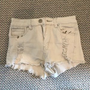 White jean shorts